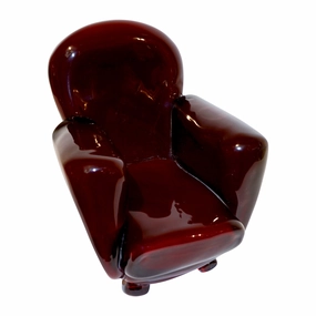 Pino Signoretto 1980s Italian Burgundy Red Murano Glass Miniature Armchair 