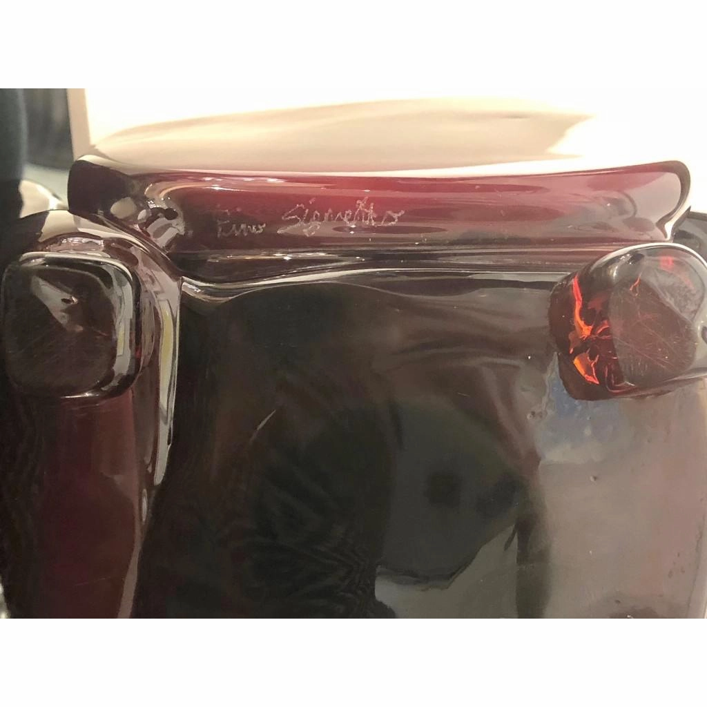 Pino Signoretto 1980s Italian Burgundy Red Murano Glass Miniature Armchair