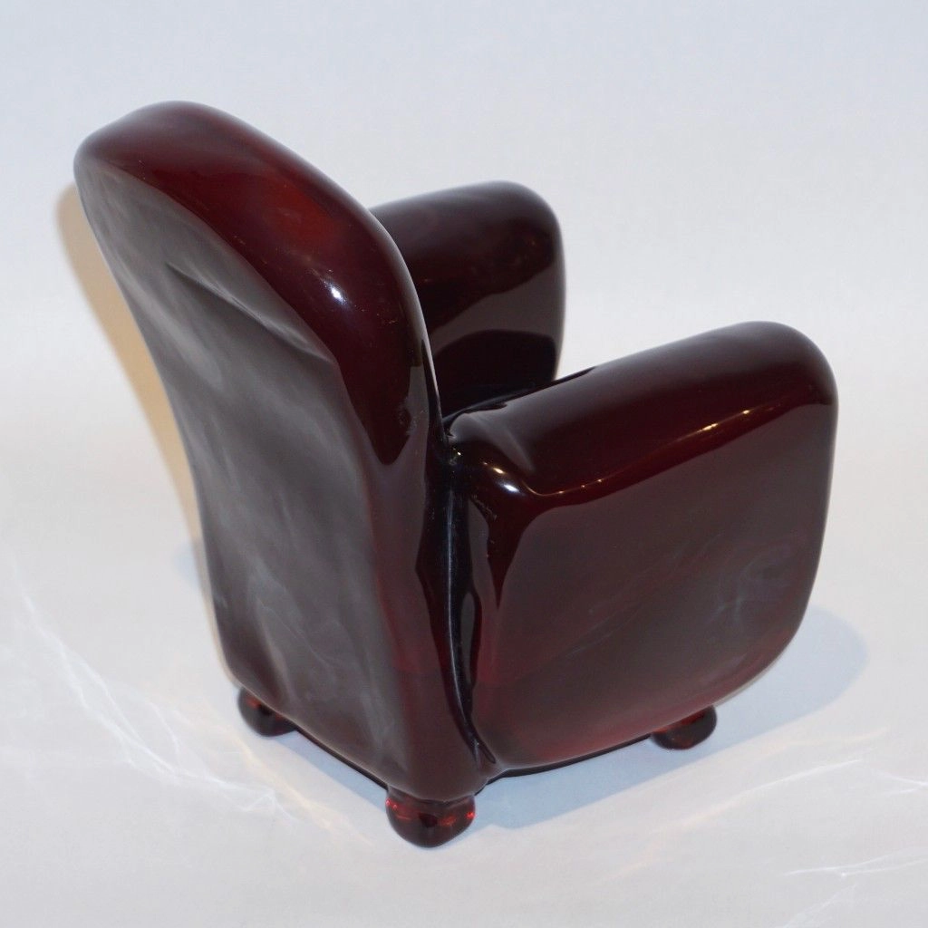 Pino Signoretto 1980s Italian Burgundy Red Murano Glass Miniature Armchair