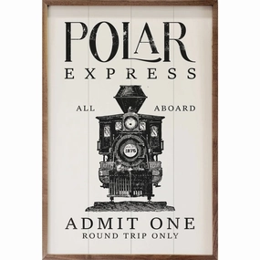 Polar Express Admit One Train White Wood Framed Print 
