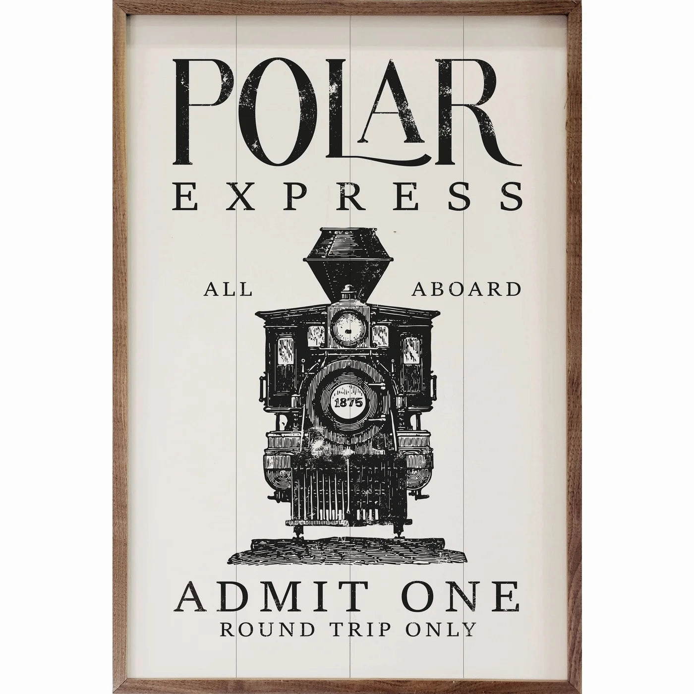 Polar Express Admit One Train White Wood Framed Print 