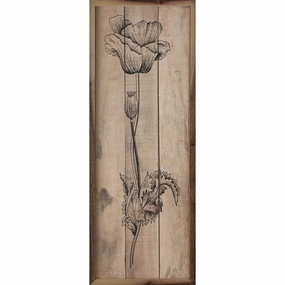 Poppy Flower Brown Wood Framed Print 