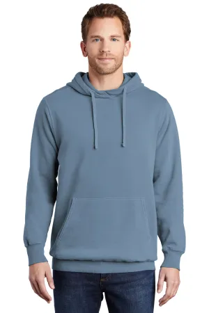 Port & Company Mens Beach Wash Fleece Hooded Sweatshirt Hoodie w/ Pouch Pocket - Denim Blue  Buy the latest Clothing Port-Company