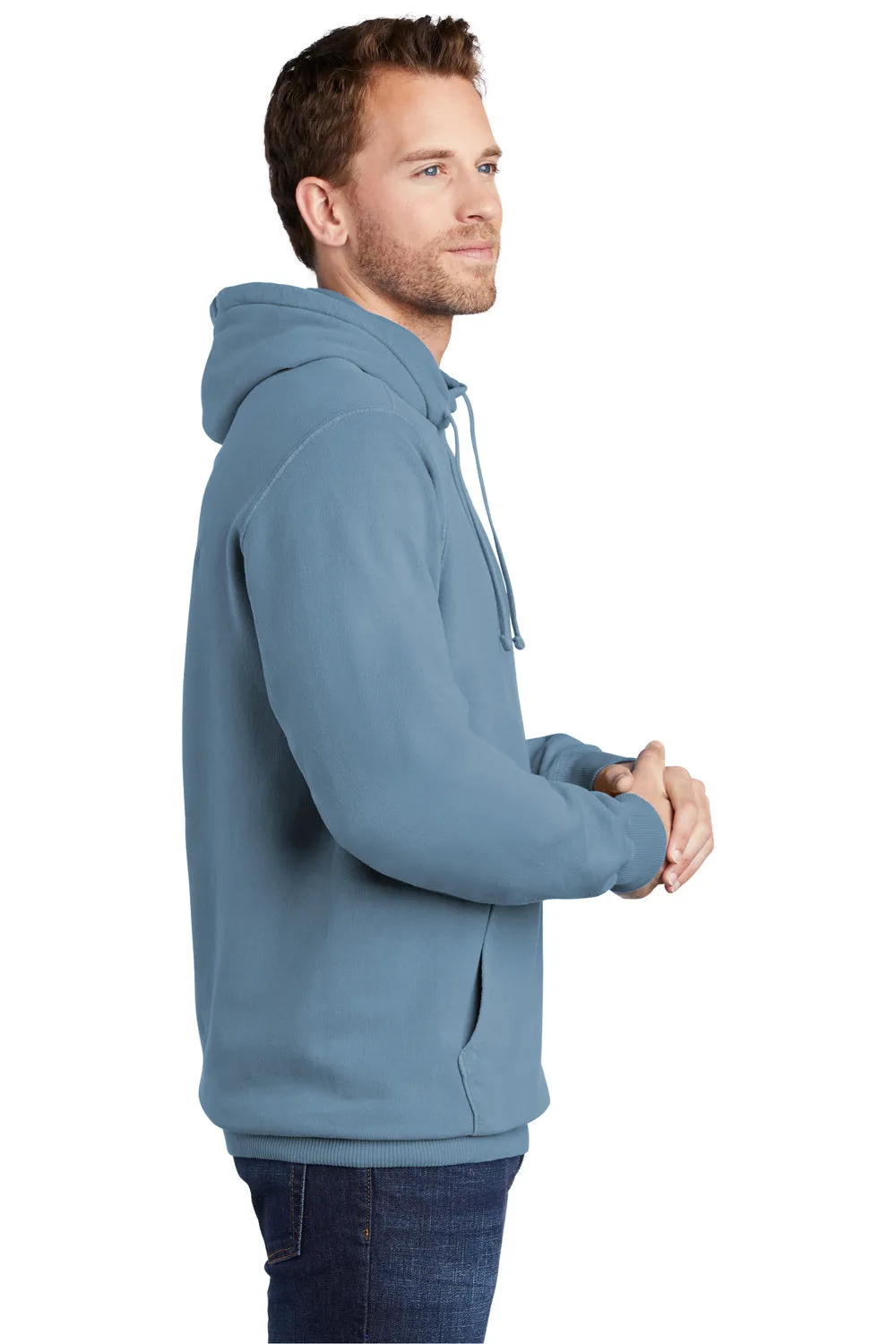 Port & Company Mens Beach Wash Fleece Hooded Sweatshirt Hoodie w/ Pouch Pocket - Mist Blue  Buy the latest Clothing Port-Company