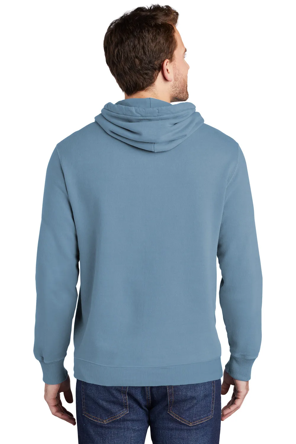 Port & Company Mens Beach Wash Fleece Hooded Sweatshirt Hoodie w/ Pouch Pocket - Mist Blue  Buy the latest Clothing Port-Company