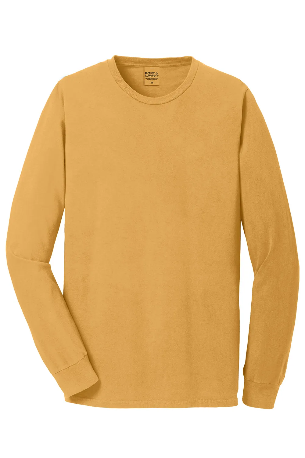 Port & Company Mens Beach Wash Long Sleeve Crewneck T-Shirt - Dijon Yellow  Buy the latest Clothing Port-Company