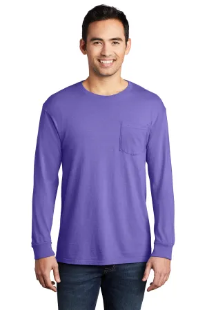 Port & Company Mens Beach Wash Long Sleeve Crewneck T-Shirt w/ Pocket - Amethyst Purple - Closeout  Buy the latest Clothing Port-Company