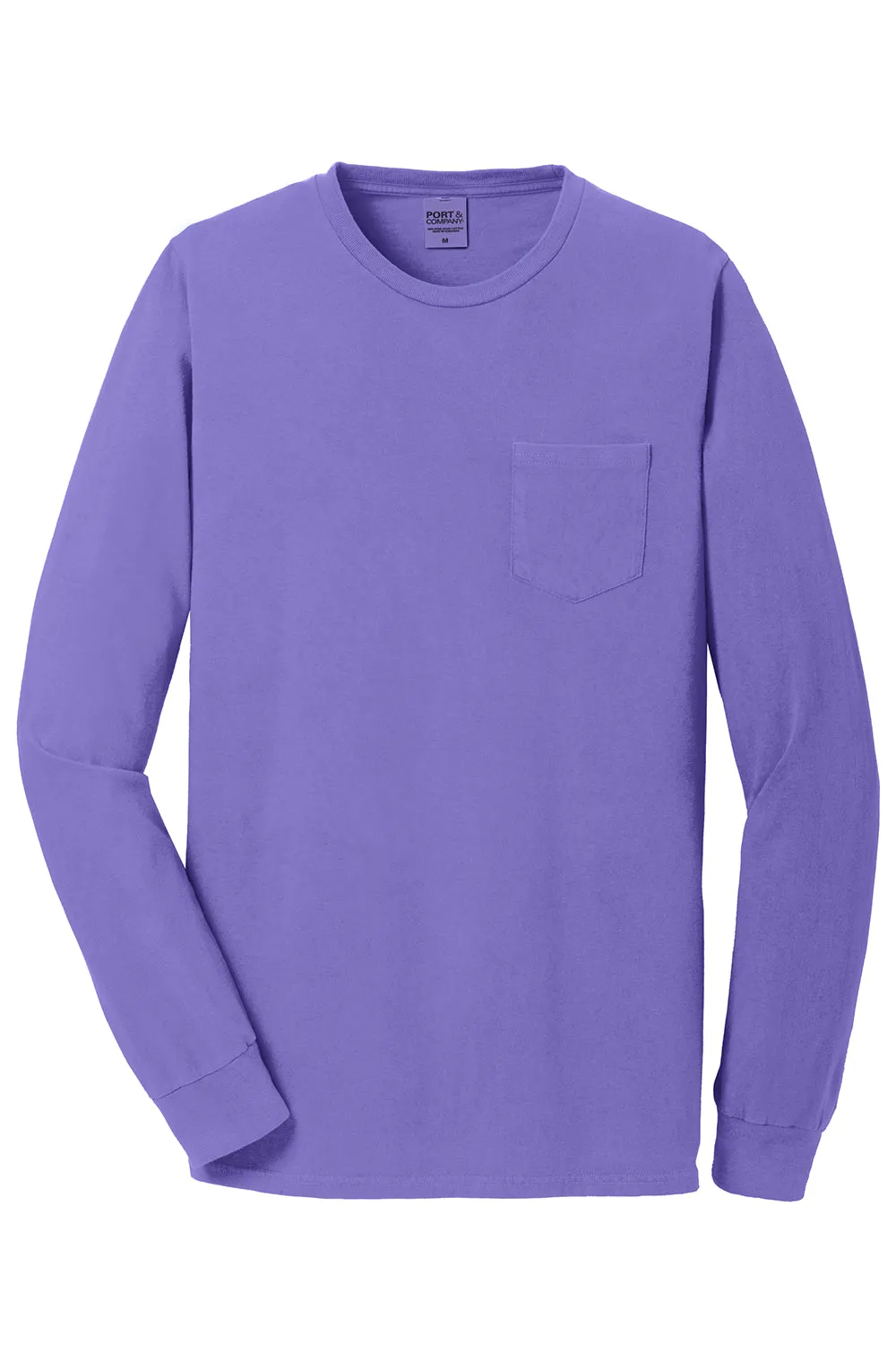 Port & Company Mens Beach Wash Long Sleeve Crewneck T-Shirt w/ Pocket - Amethyst Purple - Closeout  Buy the latest Clothing Port-Company