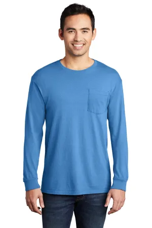 Port & Company Mens Beach Wash Long Sleeve Crewneck T-Shirt w/ Pocket - Blue Moon - Closeout  Buy the latest Clothing Port-Company