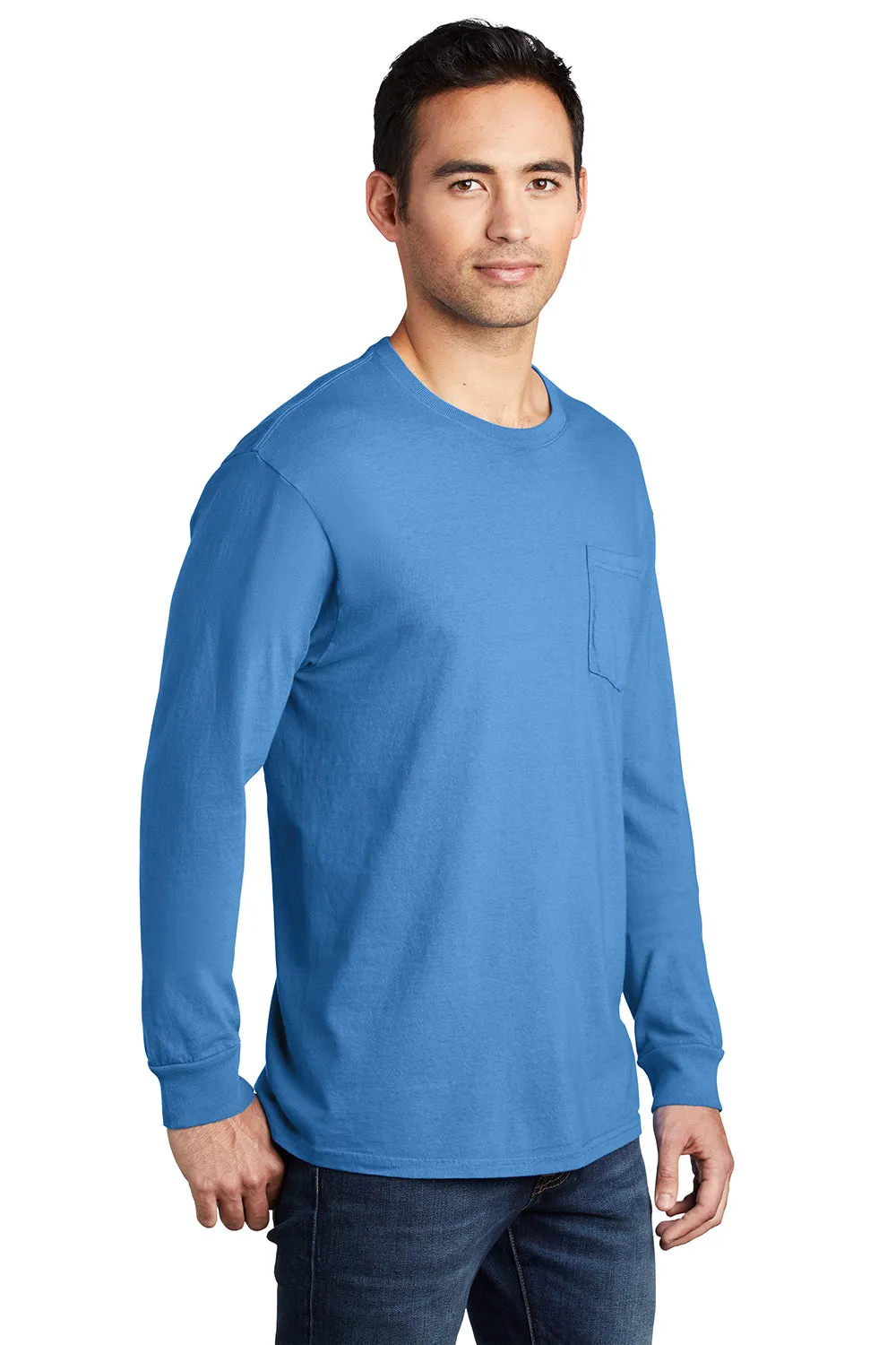 Port & Company Mens Beach Wash Long Sleeve Crewneck T-Shirt w/ Pocket - Blue Moon - Closeout  Buy the latest Clothing Port-Company