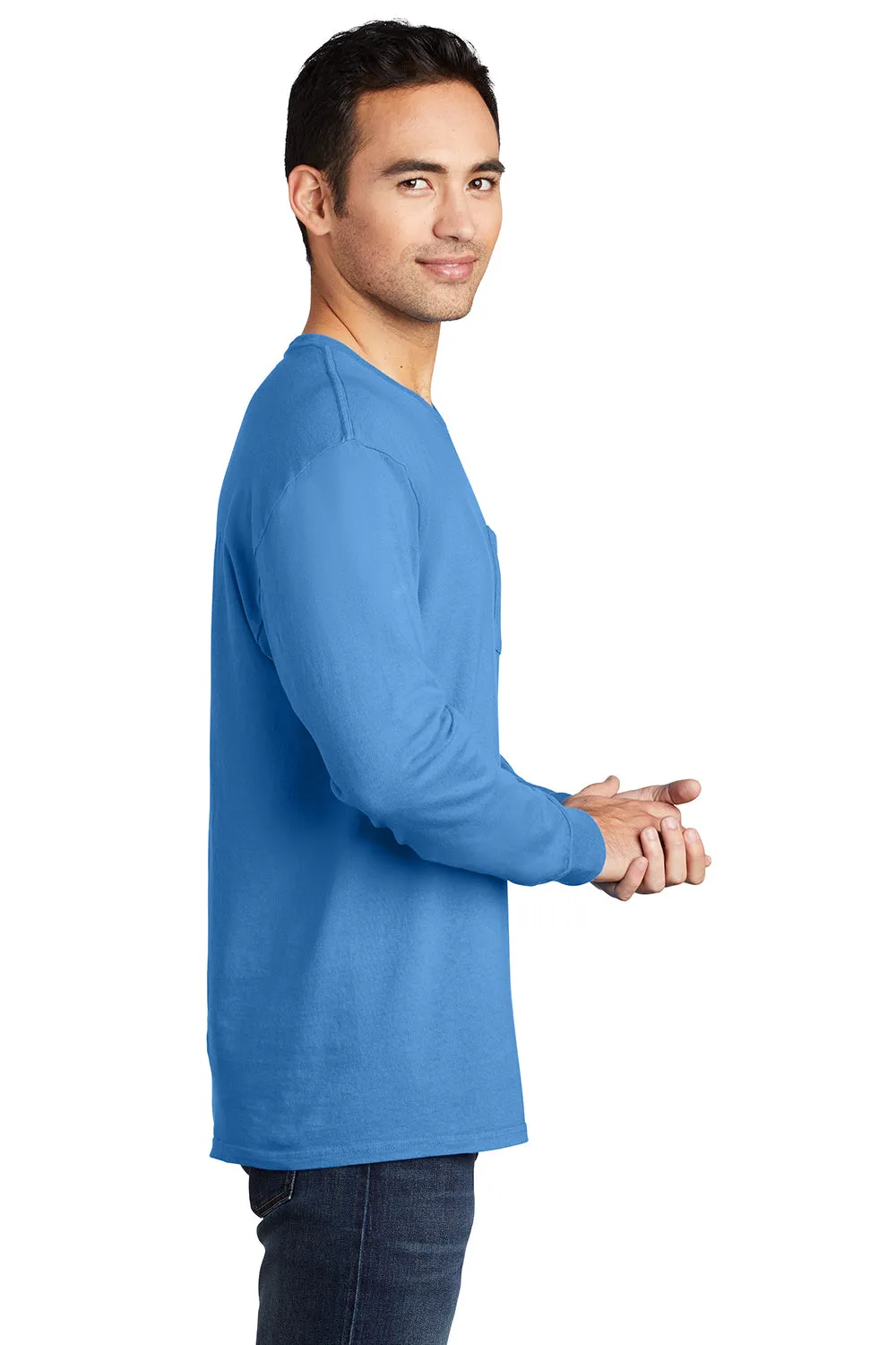 Port & Company Mens Beach Wash Long Sleeve Crewneck T-Shirt w/ Pocket - Blue Moon - Closeout  Buy the latest Clothing Port-Company