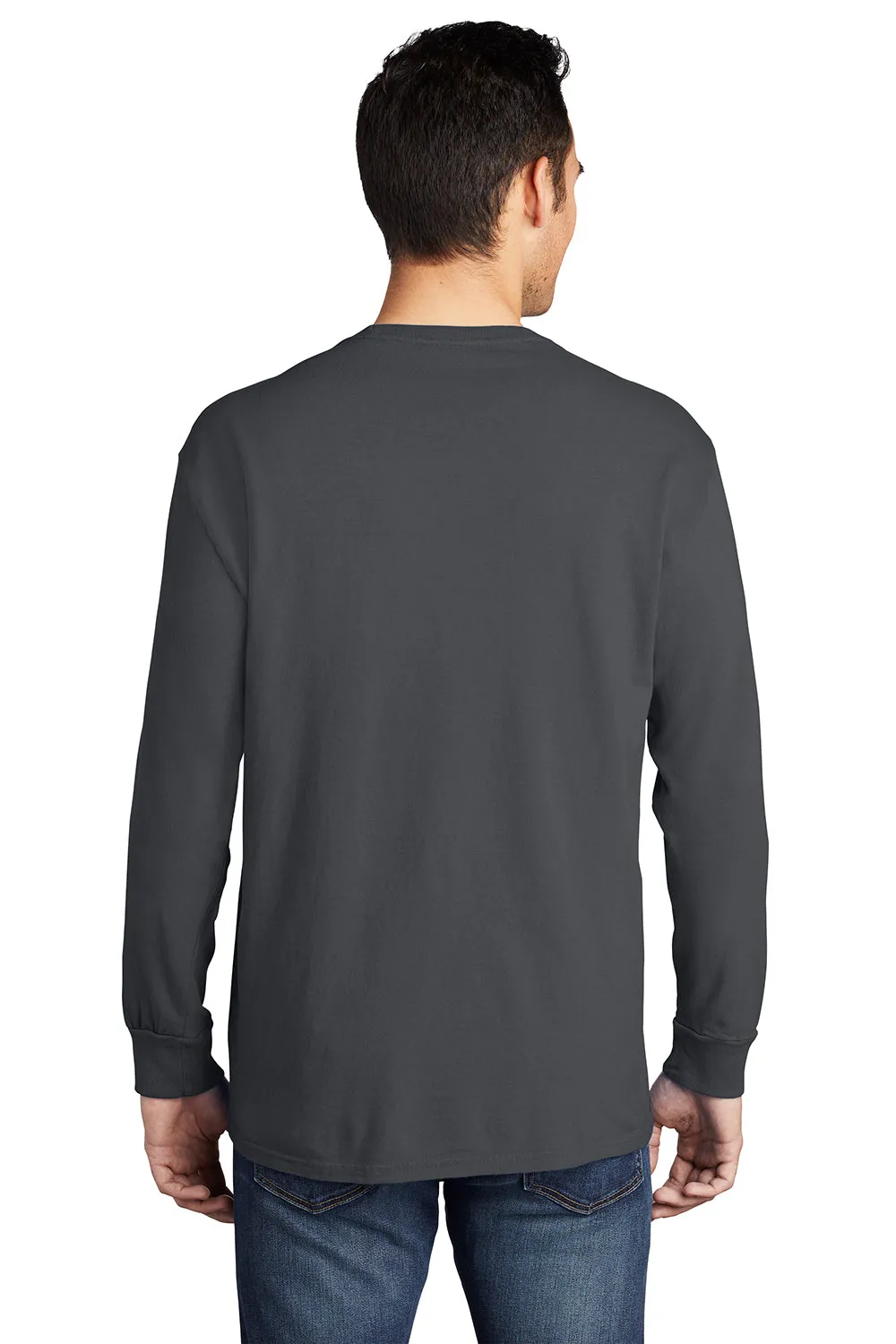 Port & Company Mens Beach Wash Long Sleeve Crewneck T-Shirt w/ Pocket - Coal Grey - Closeout  Buy the latest Clothing Port-Company