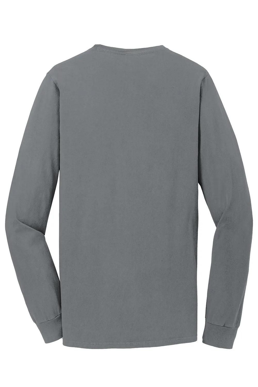 Port & Company Mens Beach Wash Long Sleeve Crewneck T-Shirt w/ Pocket - Pewter Grey - Closeout  Buy the latest Clothing Port-Company