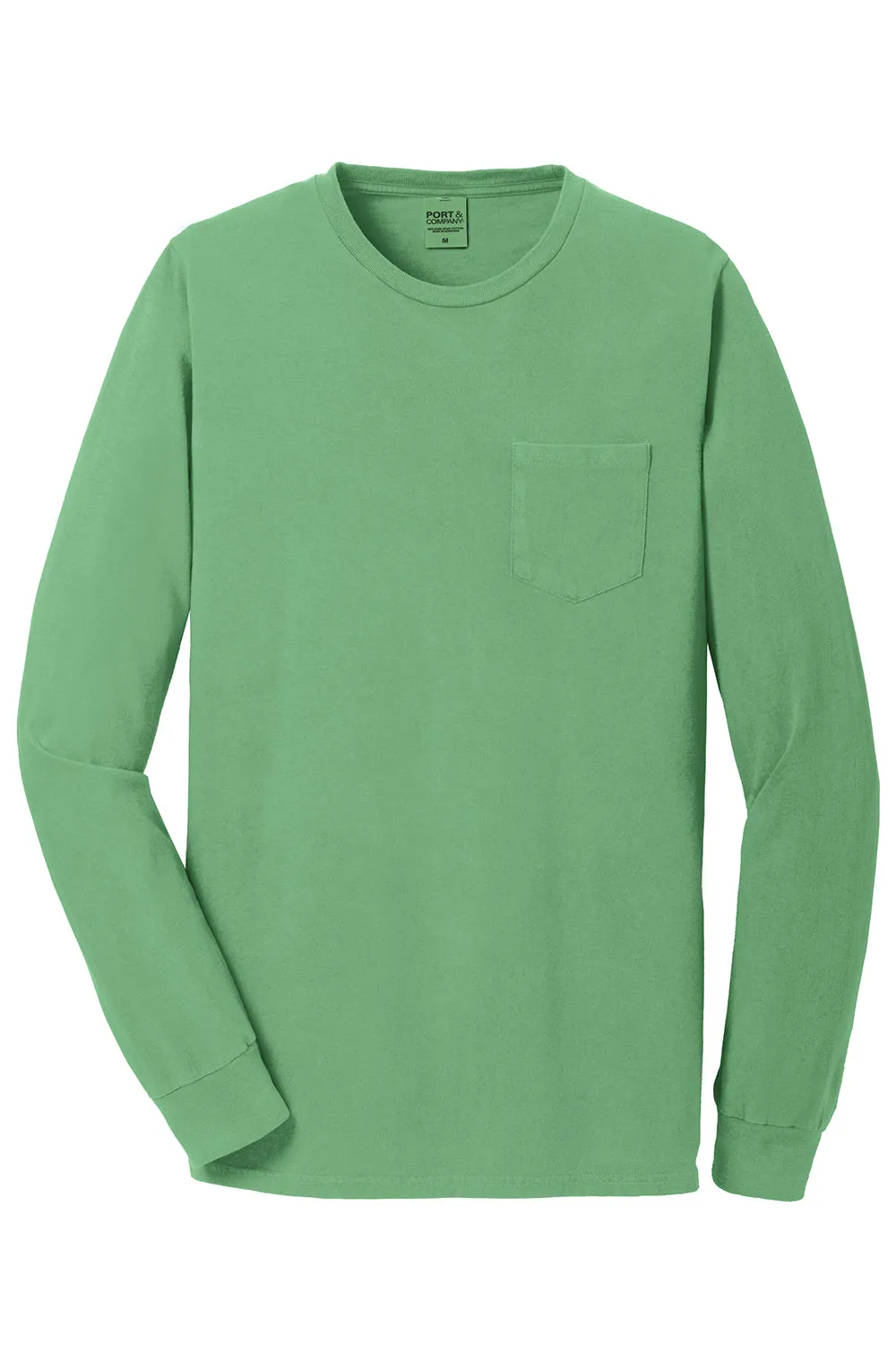 Port & Company Mens Beach Wash Long Sleeve Crewneck T-Shirt w/ Pocket - Safari Green - Closeout  Buy the latest Clothing Port-Company
