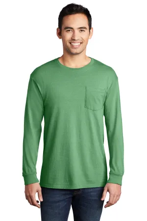 Port & Company Mens Beach Wash Long Sleeve Crewneck T-Shirt w/ Pocket - Safari Green - Closeout  Buy the latest Clothing Port-Company