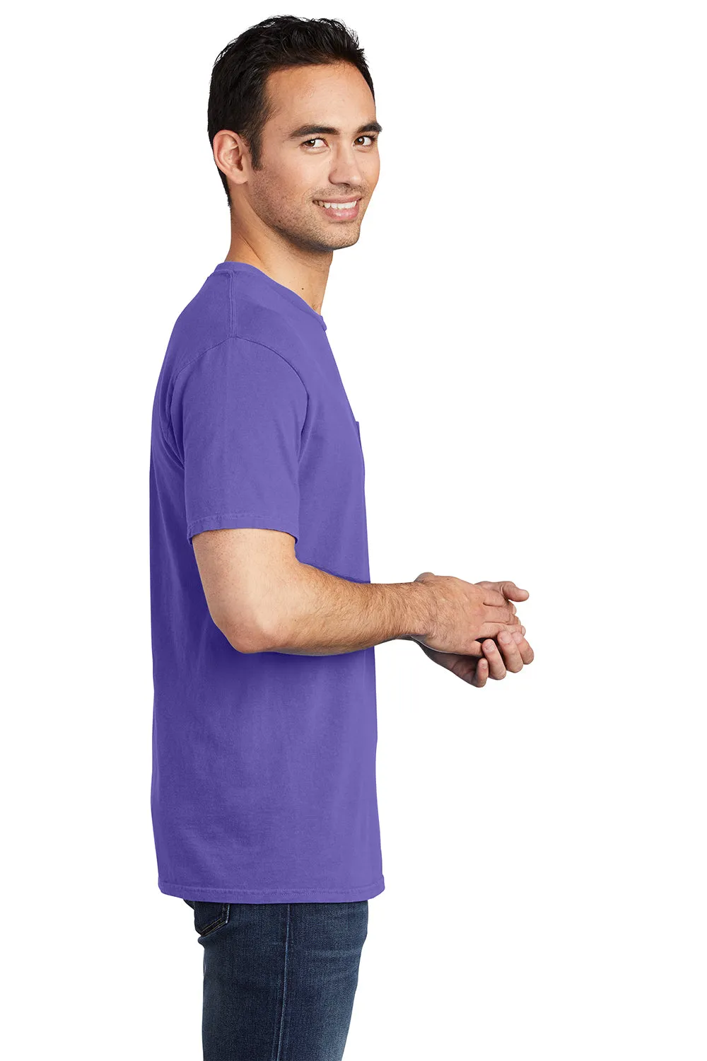 Port & Company Mens Beach Wash Short Sleeve Crewneck T-Shirt w/ Pocket - Amethyst Purple - Closeout  Buy the latest Clothing Port-Company