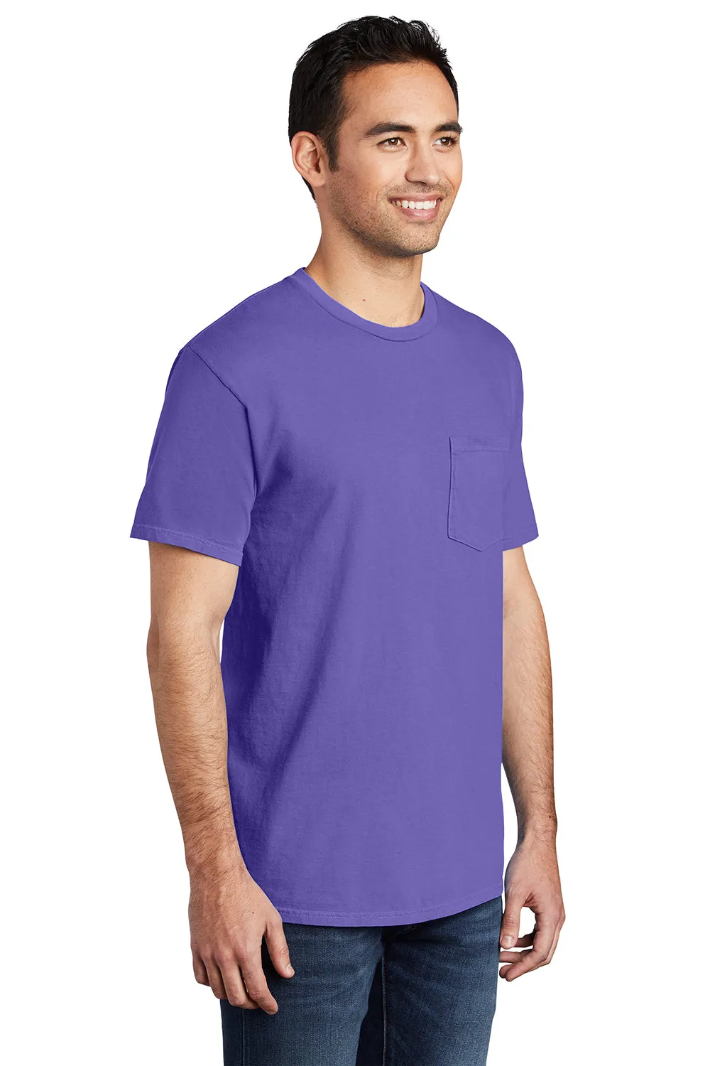 Port & Company Mens Beach Wash Short Sleeve Crewneck T-Shirt w/ Pocket - Amethyst Purple - Closeout  Buy the latest Clothing Port-Company