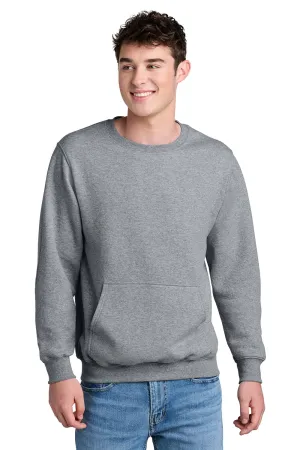 Port & Company Mens Core Fleece Crewneck Sweatshirt w/ Pouch Pocket - Heather Grey  Buy the latest Clothing Port-Company