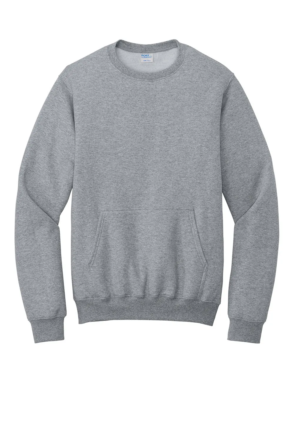 Port & Company Mens Core Fleece Crewneck Sweatshirt w/ Pouch Pocket - Heather Grey  Buy the latest Clothing Port-Company