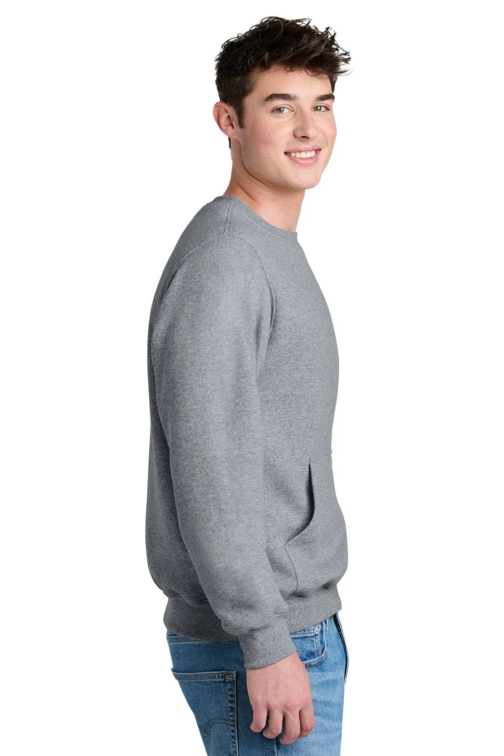 Port & Company Mens Core Fleece Crewneck Sweatshirt w/ Pouch Pocket - Heather Grey  Buy the latest Clothing Port-Company