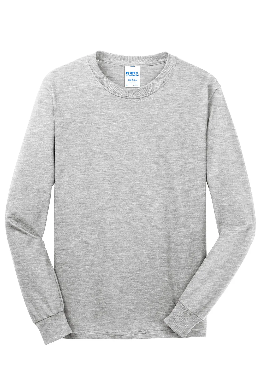 Port & Company Mens Core Long Sleeve Crewneck T-Shirt - Ash Grey  Buy the latest Clothing Port-Company