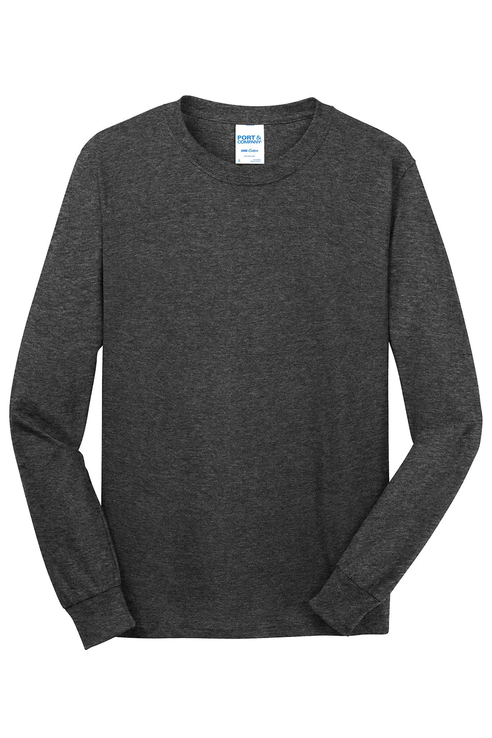 Port & Company Mens Core Long Sleeve Crewneck T-Shirt - Heather Dark Grey  Buy the latest Clothing Port-Company