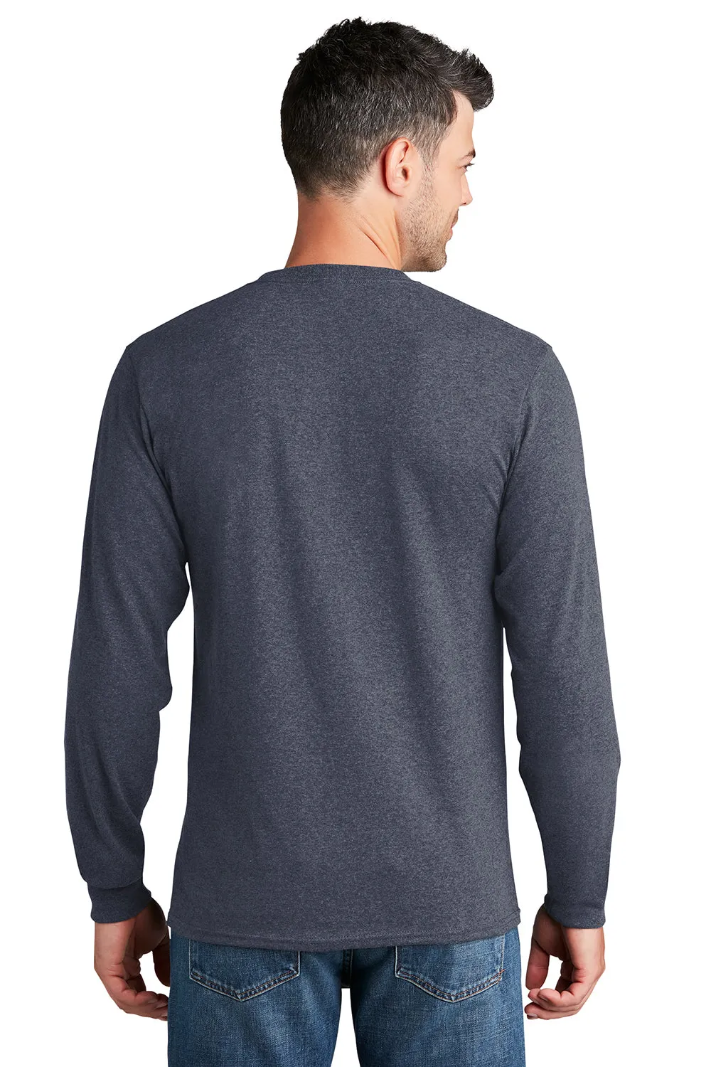 Port & Company Mens Core Long Sleeve Crewneck T-Shirt - Heather Navy Blue  Buy the latest Clothing Port-Company