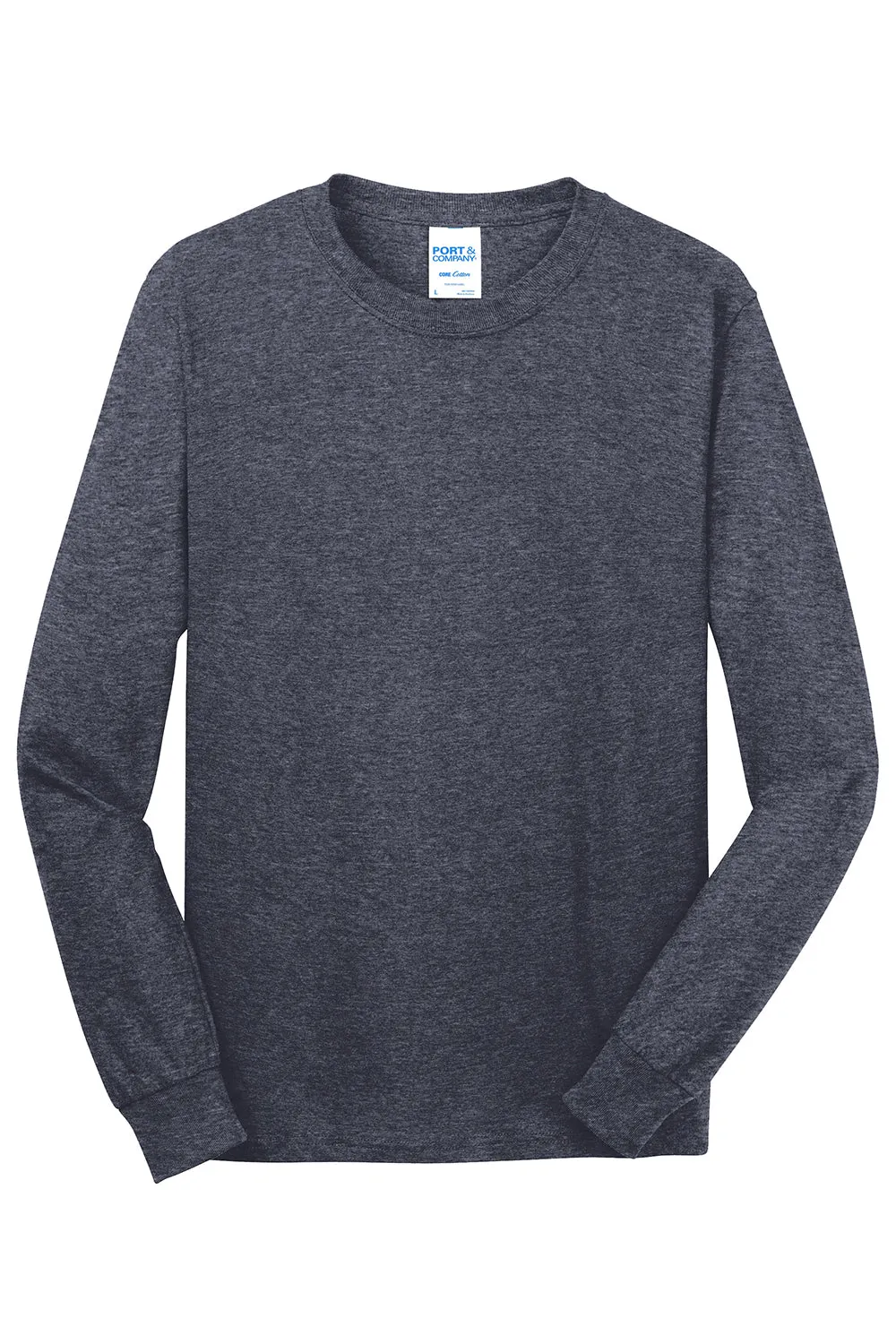 Port & Company Mens Core Long Sleeve Crewneck T-Shirt - Heather Navy Blue  Buy the latest Clothing Port-Company