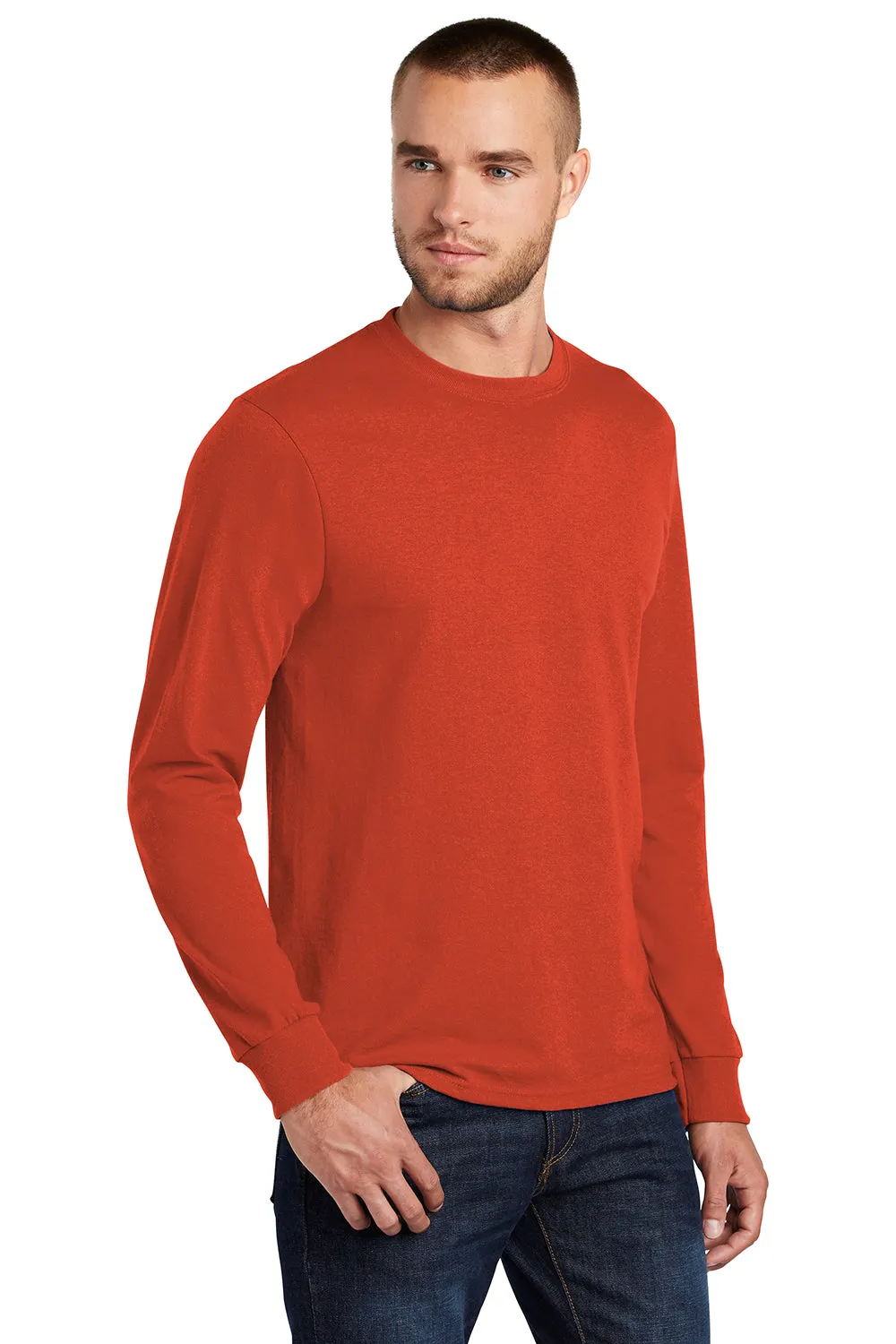 Port & Company Mens Core Long Sleeve Crewneck T-Shirt - Orange  Buy the latest Clothing Port-Company