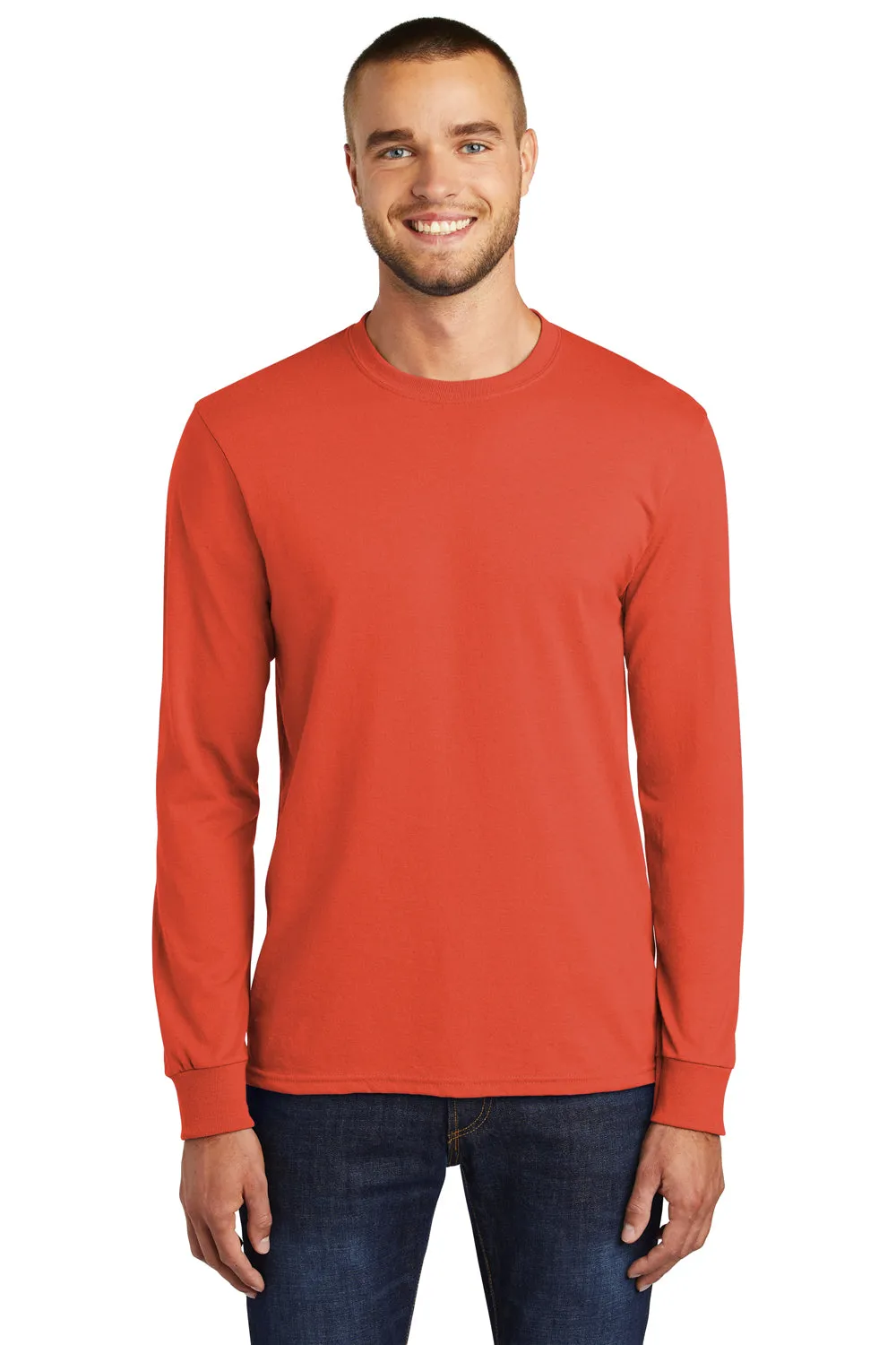Port & Company Mens Core Long Sleeve Crewneck T-Shirt - Orange  Buy the latest Clothing Port-Company