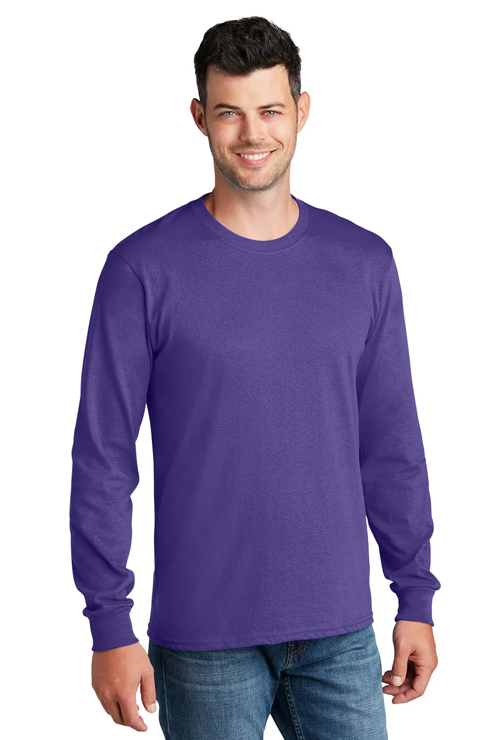 Port & Company Mens Core Long Sleeve Crewneck T-Shirt - Purple  Buy the latest Clothing Port-Company