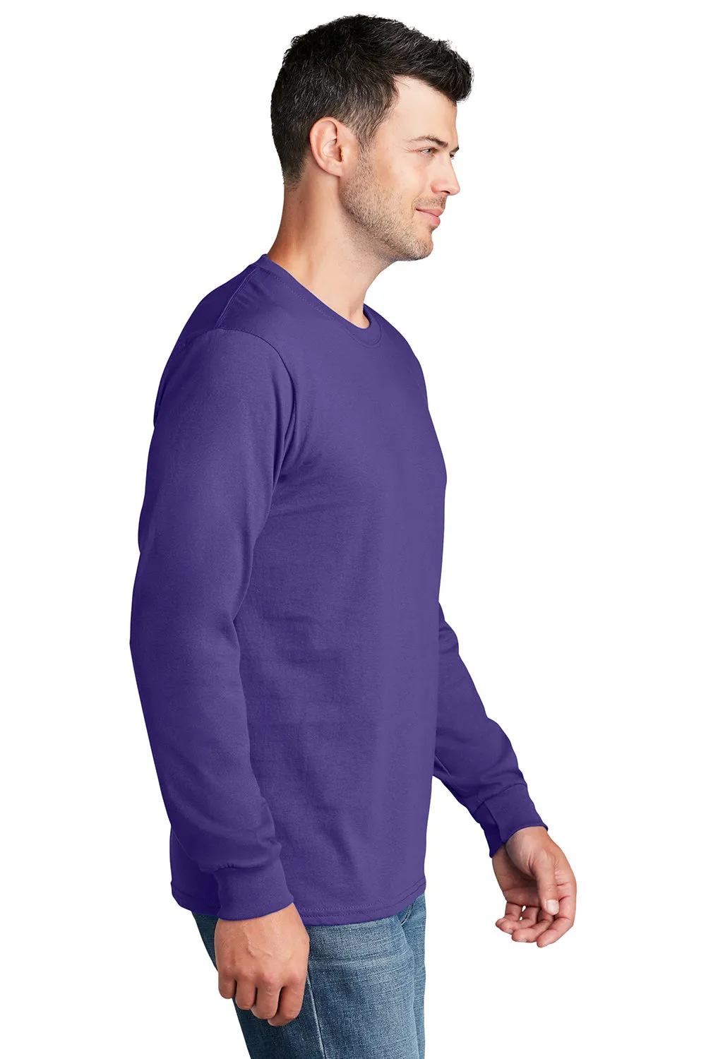 Port & Company Mens Core Long Sleeve Crewneck T-Shirt - Purple  Buy the latest Clothing Port-Company