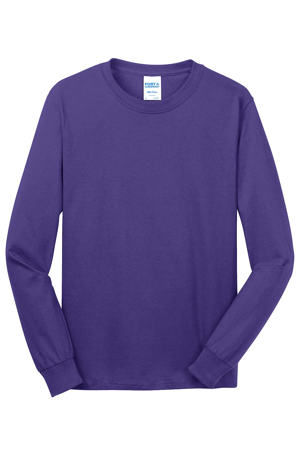 Port & Company Mens Core Long Sleeve Crewneck T-Shirt - Purple  Buy the latest Clothing Port-Company