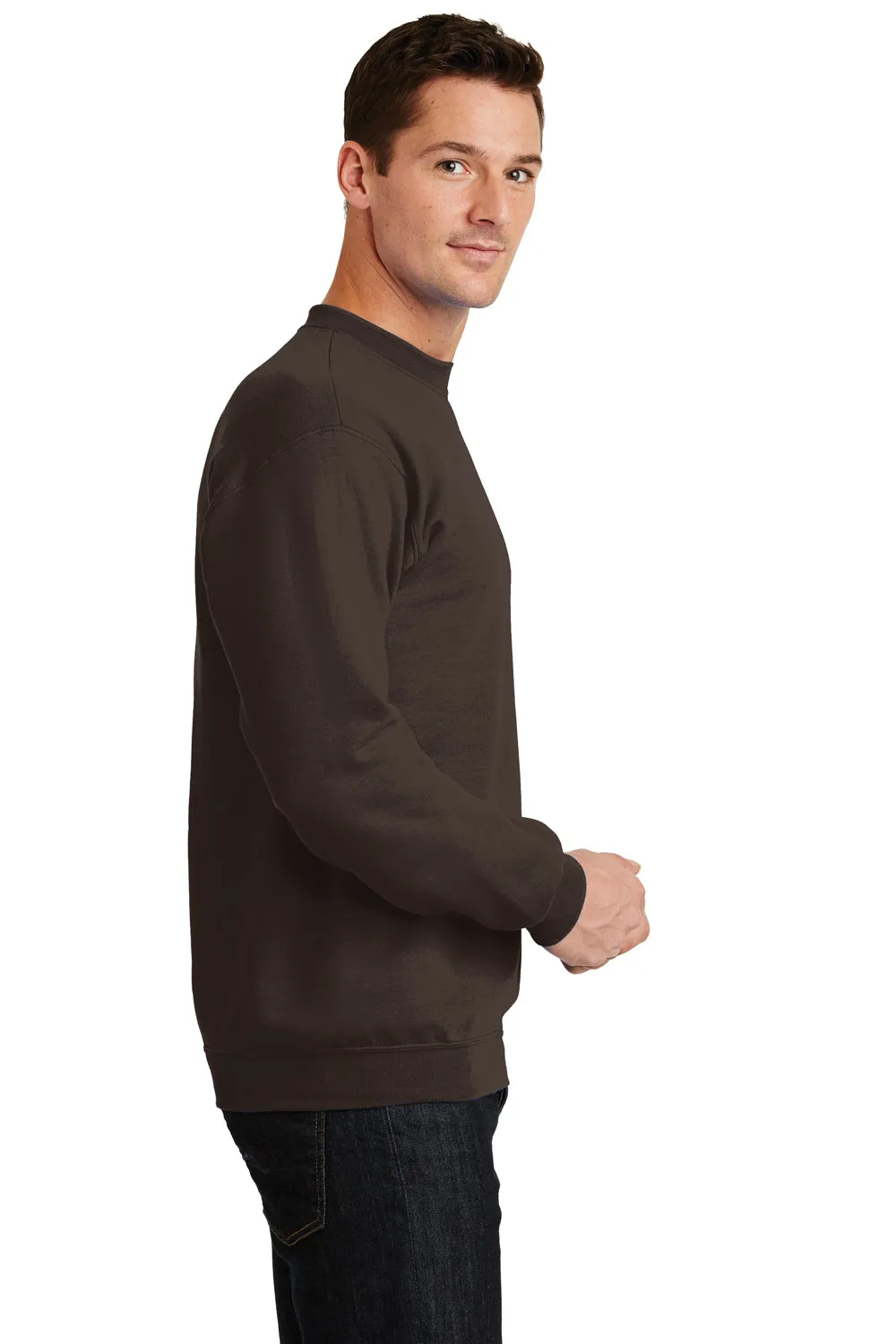 Port & Company Mens Core Pill Resistant Fleece Crewneck Sweatshirt - Dark Chocolate Brown  Buy the latest Clothing Port-Company