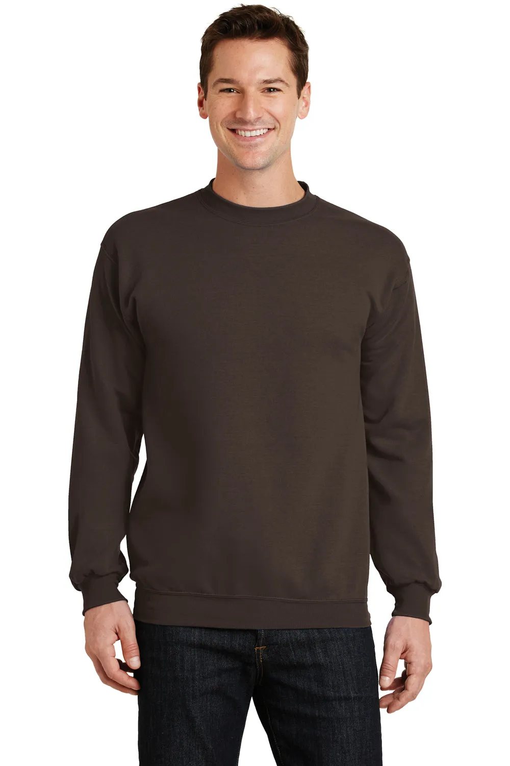 Port & Company Mens Core Pill Resistant Fleece Crewneck Sweatshirt - Dark Chocolate Brown  Buy the latest Clothing Port-Company