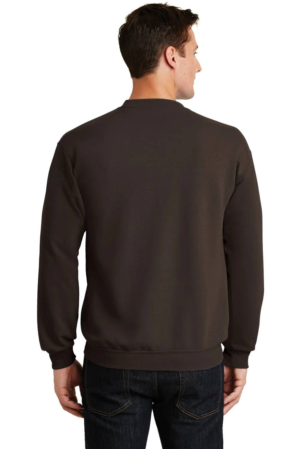 Port & Company Mens Core Pill Resistant Fleece Crewneck Sweatshirt - Dark Chocolate Brown  Buy the latest Clothing Port-Company