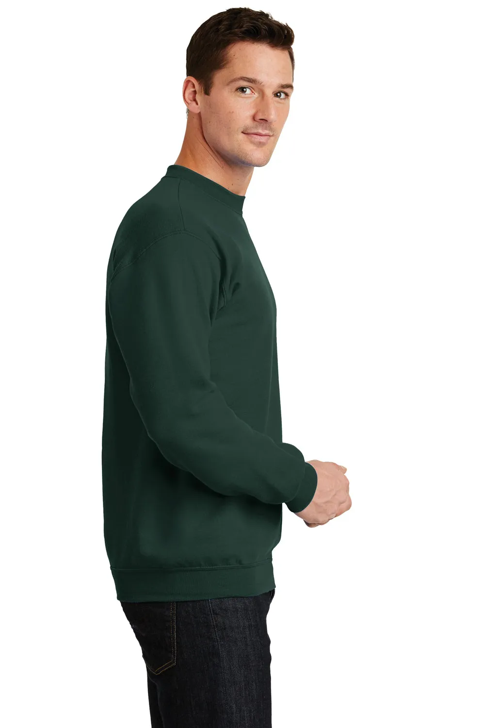 Port & Company Mens Core Pill Resistant Fleece Crewneck Sweatshirt - Dark Green  Buy the latest Clothing Port-Company