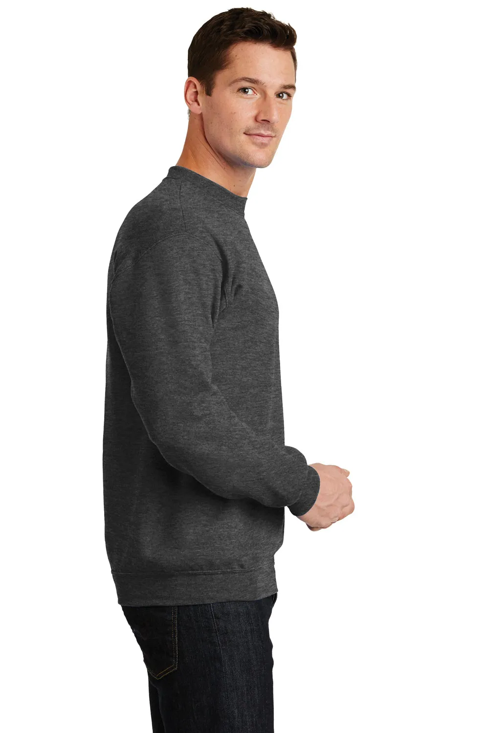 Port & Company Mens Core Pill Resistant Fleece Crewneck Sweatshirt - Heather Dark Grey  Buy the latest Clothing Port-Company