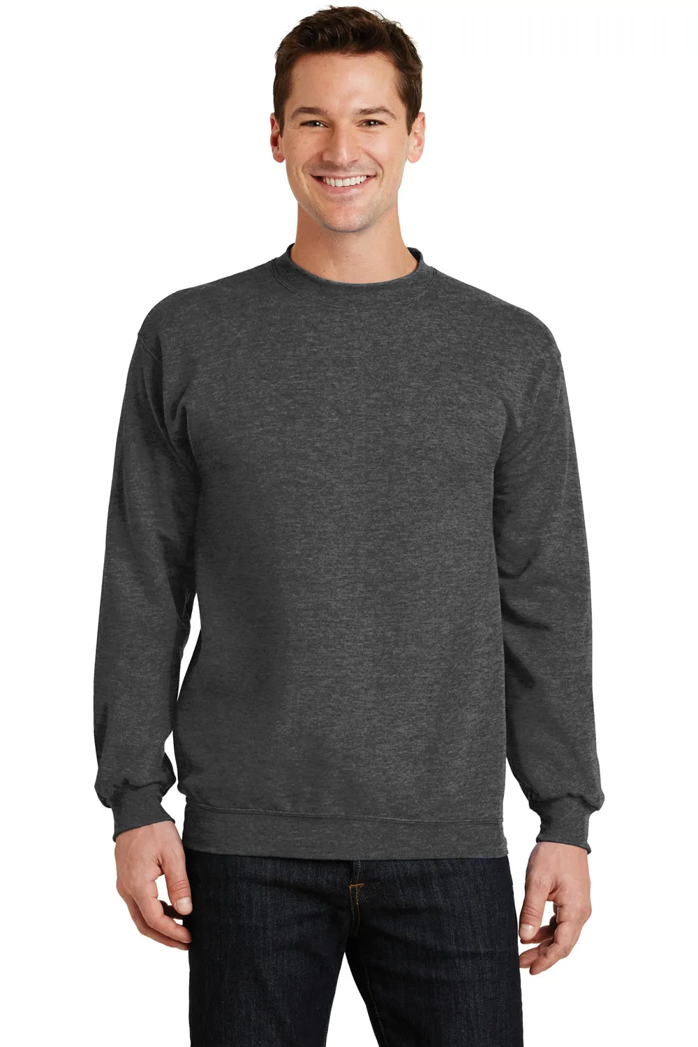 Port & Company Mens Core Pill Resistant Fleece Crewneck Sweatshirt - Heather Dark Grey  Buy the latest Clothing Port-Company