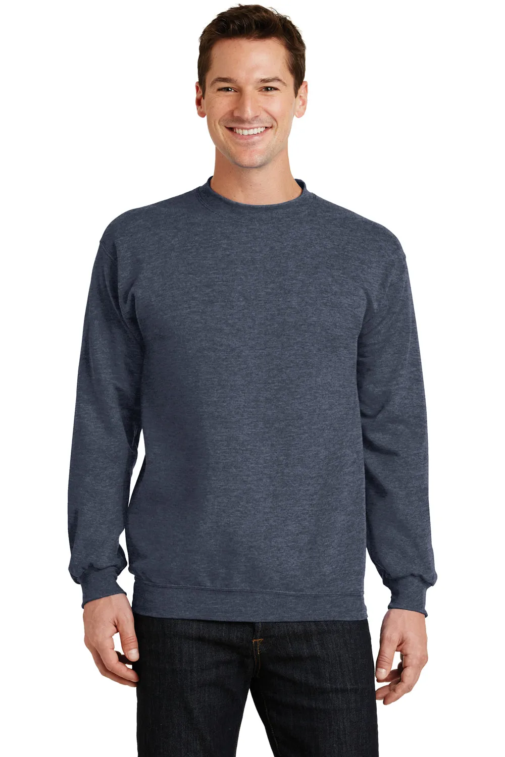 Port & Company Mens Core Pill Resistant Fleece Crewneck Sweatshirt - Heather Navy Blue  Buy the latest Clothing Port-Company