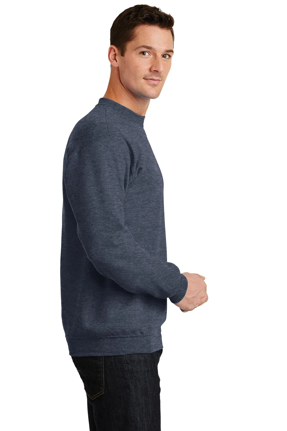 Port & Company Mens Core Pill Resistant Fleece Crewneck Sweatshirt - Heather Navy Blue  Buy the latest Clothing Port-Company