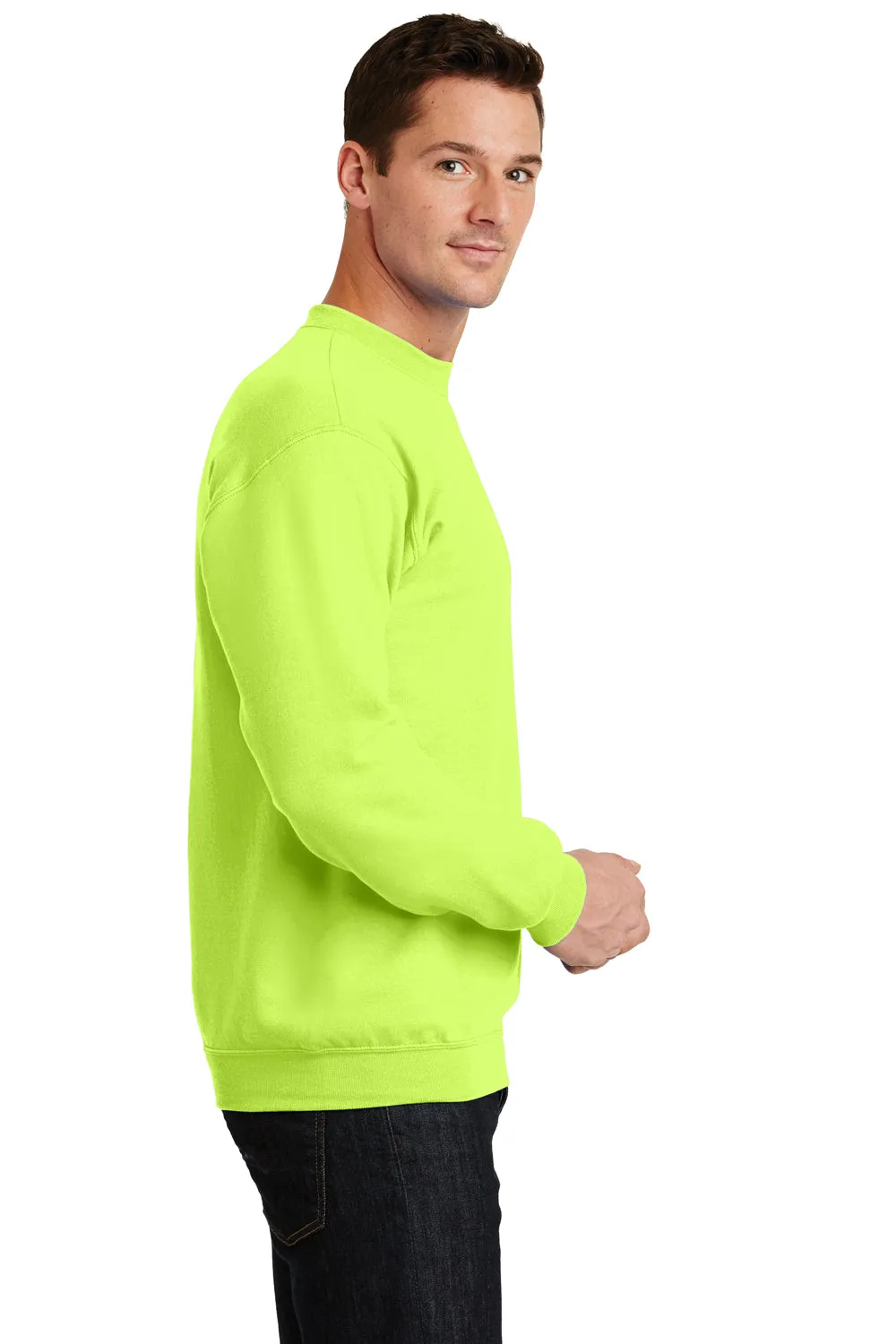 Port & Company Mens Core Pill Resistant Fleece Crewneck Sweatshirt - Neon Yellow  Buy the latest Clothing Port-Company