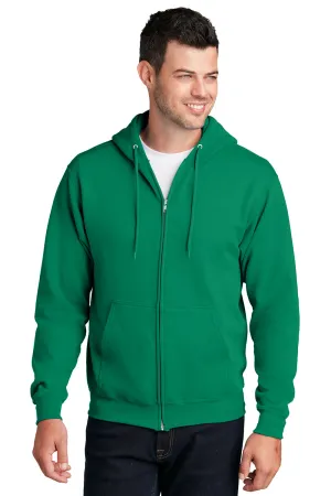Port & Company Mens Core Pill Resistant Fleece Full Zip Hooded Sweatshirt Hoodie w/ Pockets - Kelly Green  Buy the latest Clothing Port-Company