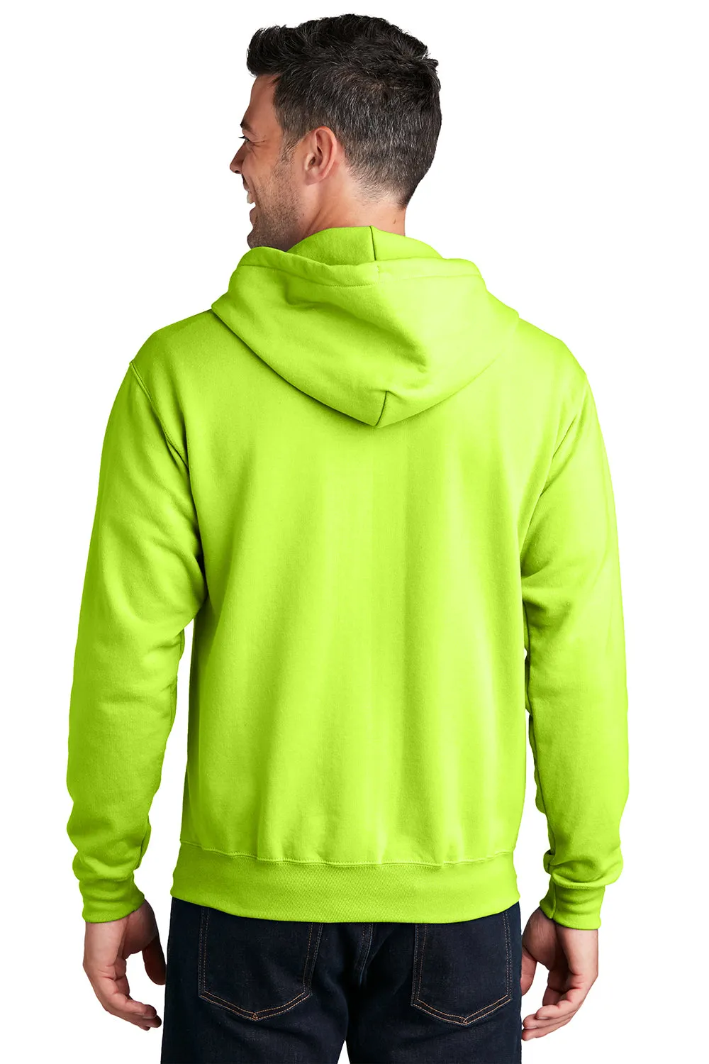 Port & Company Mens Core Pill Resistant Fleece Full Zip Hooded Sweatshirt Hoodie w/ Pockets - Neon Yellow  Buy the latest Clothing Port-Company