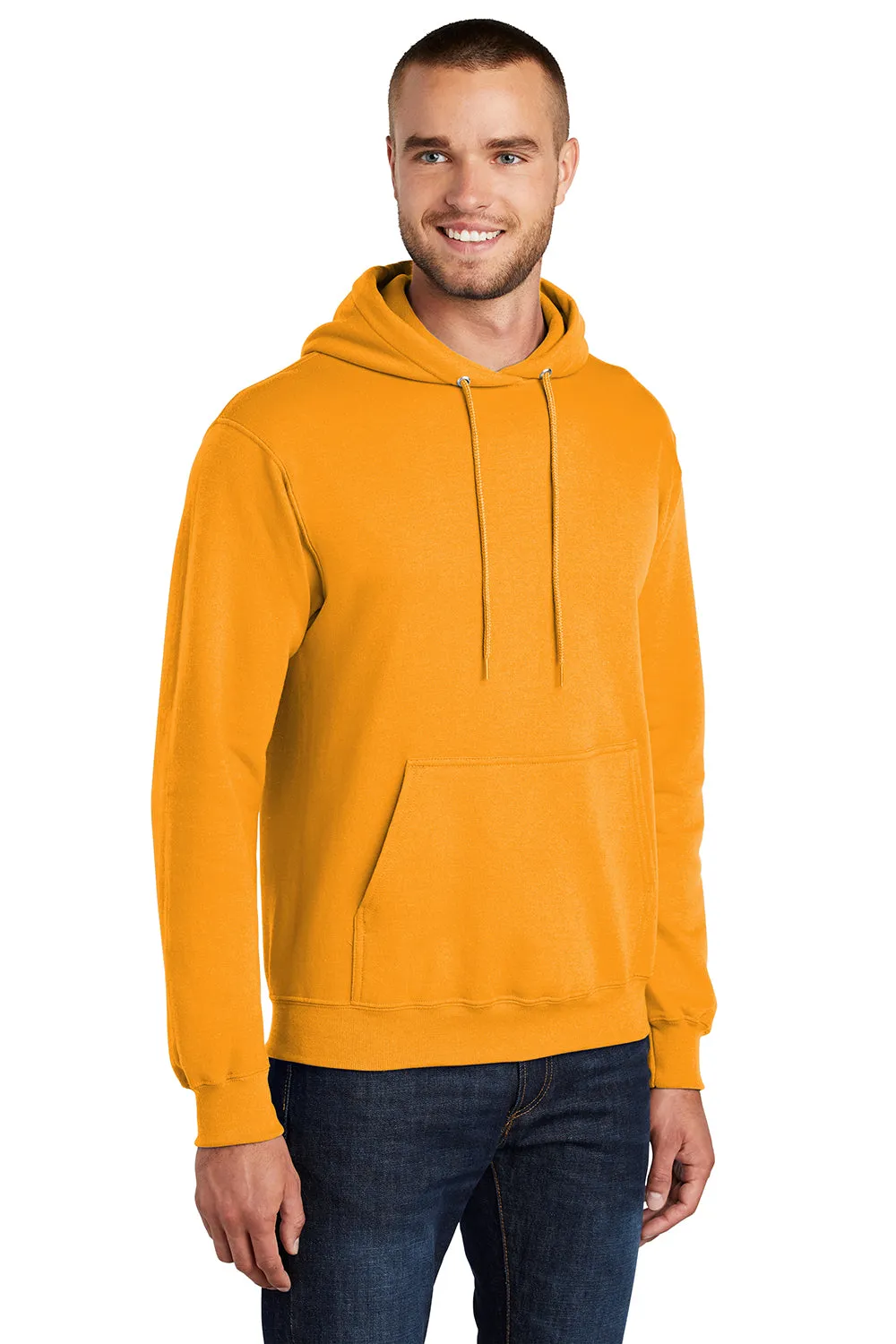 Port & Company Mens Core Pill Resistant Fleece Hooded Sweatshirt Hoodie w/ Pouch Pocket - Gold  Buy the latest Clothing Port-Company