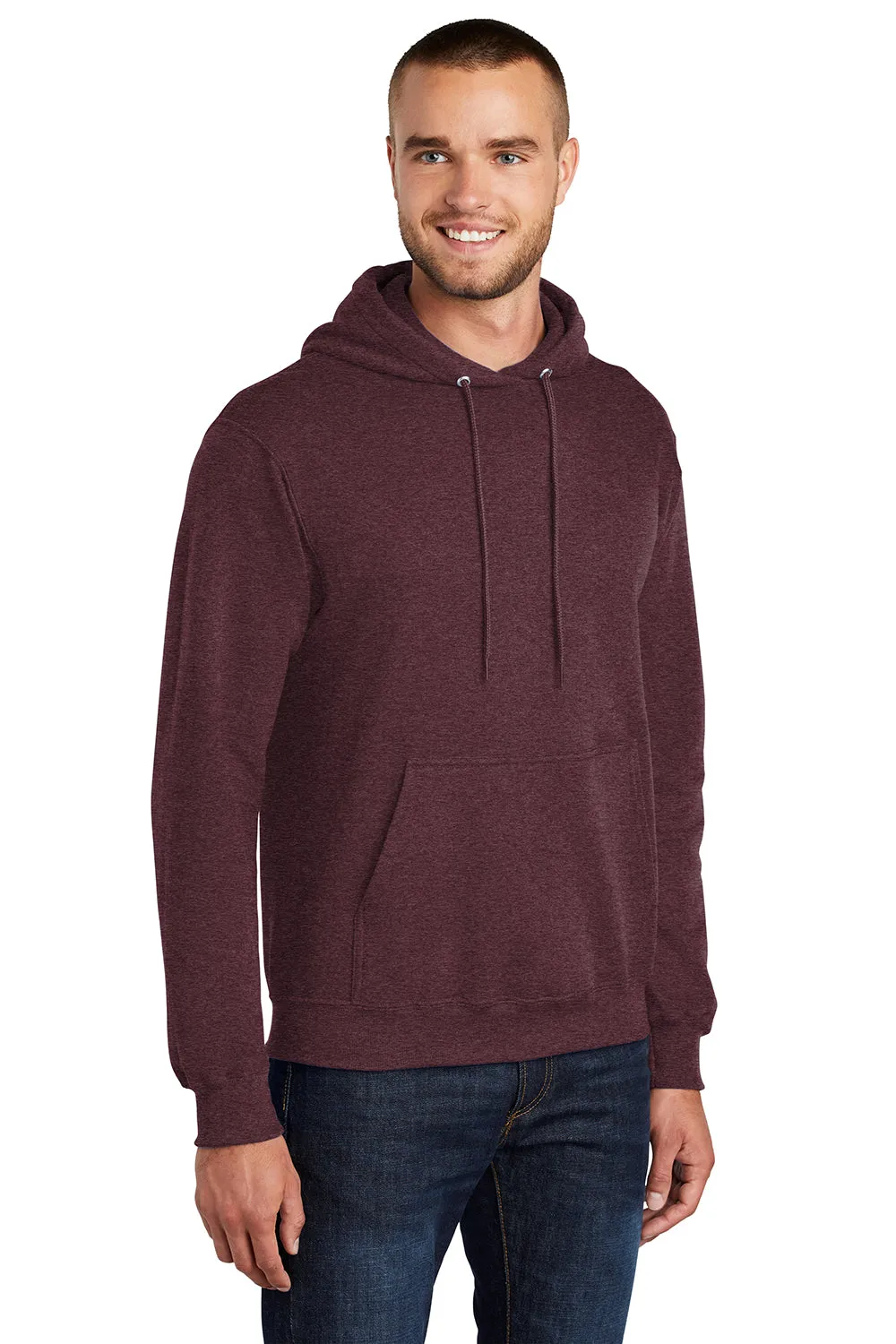 Port & Company Mens Core Pill Resistant Fleece Hooded Sweatshirt Hoodie w/ Pouch Pocket - Heather Athletic Maroon  Buy the latest Clothing Port-Company