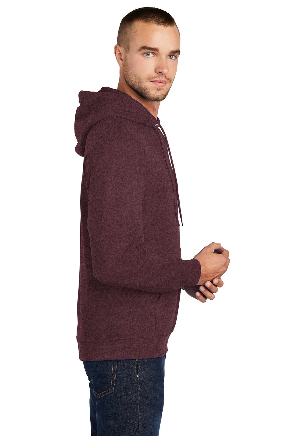 Port & Company Mens Core Pill Resistant Fleece Hooded Sweatshirt Hoodie w/ Pouch Pocket - Heather Athletic Maroon  Buy the latest Clothing Port-Company