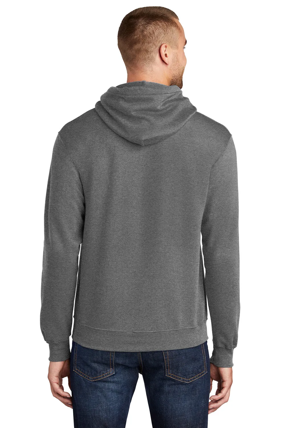 Port & Company Mens Core Pill Resistant Fleece Hooded Sweatshirt Hoodie w/ Pouch Pocket - Heather Graphite Grey  Buy the latest Clothing Port-Company