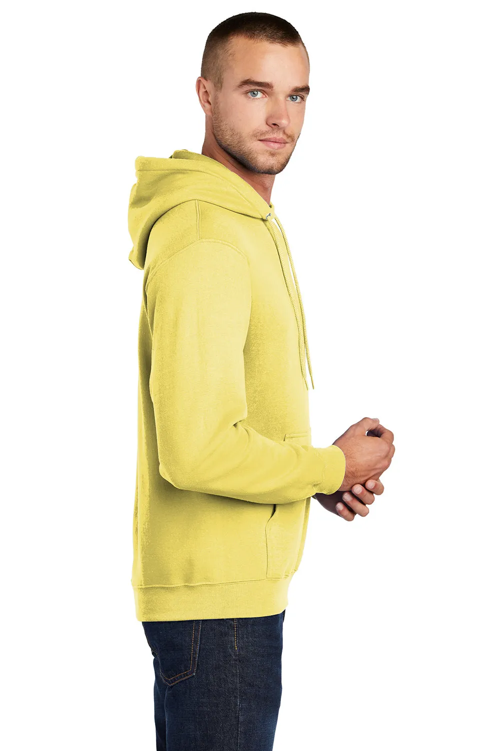 Port & Company Mens Core Pill Resistant Fleece Hooded Sweatshirt Hoodie w/ Pouch Pocket - Yellow  Buy the latest Clothing Port-Company