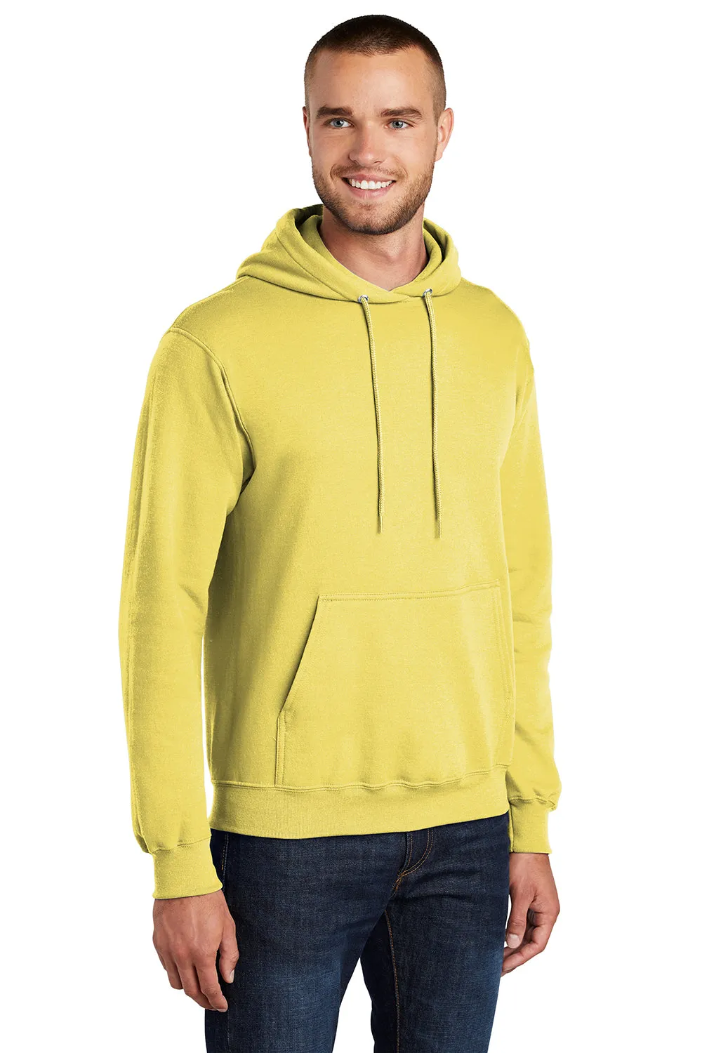 Port & Company Mens Core Pill Resistant Fleece Hooded Sweatshirt Hoodie w/ Pouch Pocket - Yellow  Buy the latest Clothing Port-Company